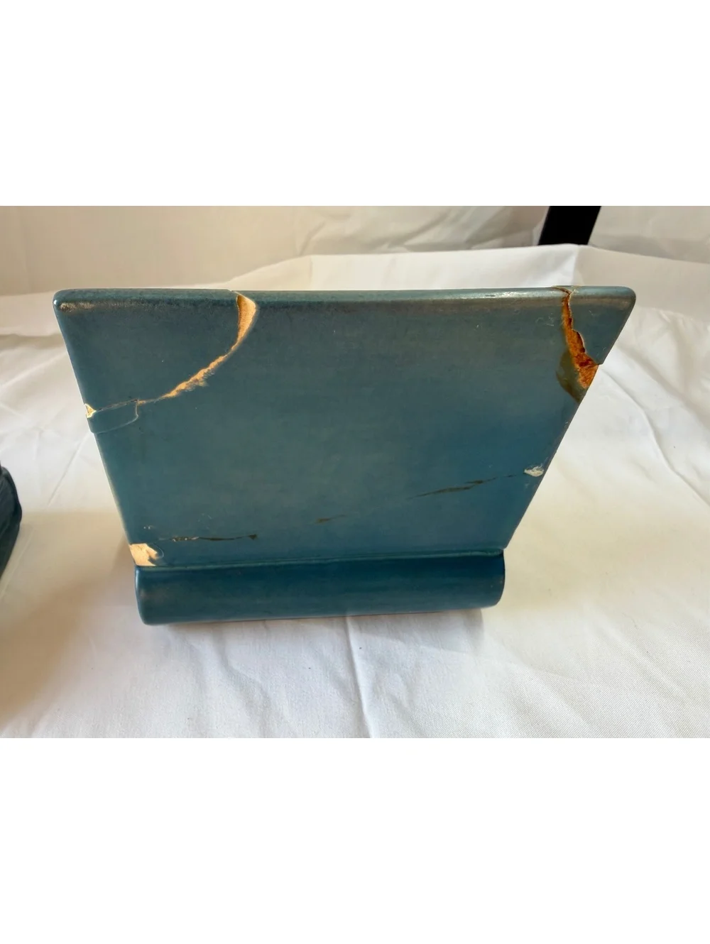 Roseville Pottery Snowberry Blue Bookends 18B Pair Vintage USA Read Repair